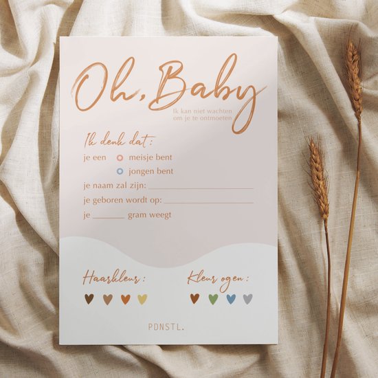 Babyshower invulkaart beige tint naturel