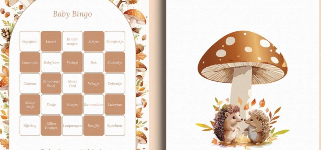 Babyshower bingo kaart